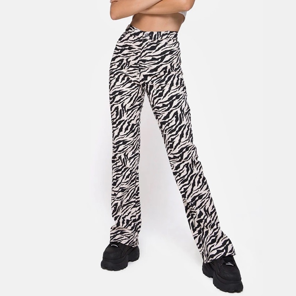 NWT Zebra Print Motel Rocks Zoven High Waisted Flares S